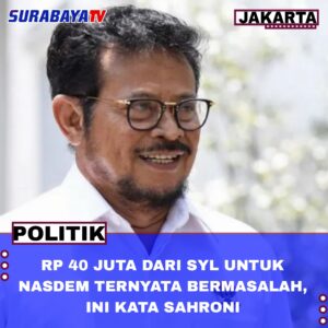 Rp 40 Juta dari SYL untuk NasDem Ternyata Bermasalah, Ini Kata Sahroni