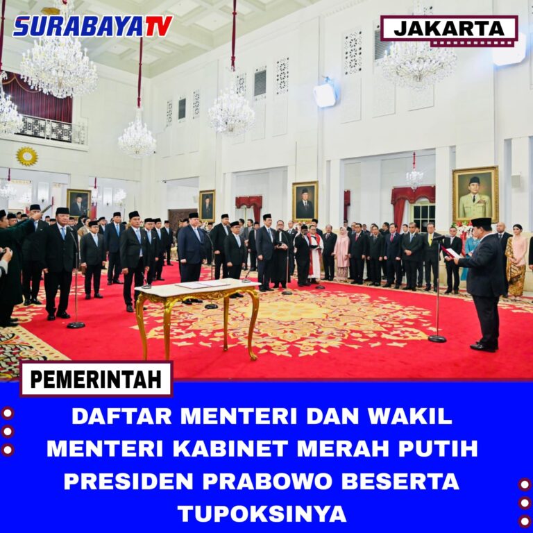 Daftar Menteri dan Wakil Menteri Kabinet Merah Putih Presiden Prabowo Beserta Tupoksinya