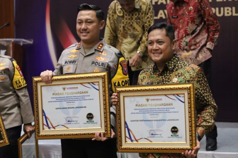 Polres Lamongan Raih Peringkat Pertama Penghargaan Inovasi Pelayanan Publik 2024 dari Ombudsman RI