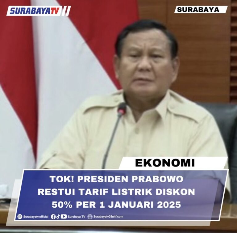 PRESIDEN PRABOWO RESTUI TARIF LISTRIK DISKON 50% PER 1 JANUARI 2025